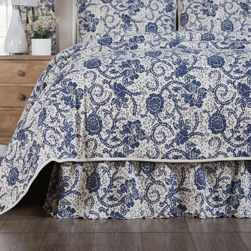 Dorset Navy Floral King Bed Skirt 78x80x16 VHC Brands mini skirt trendy