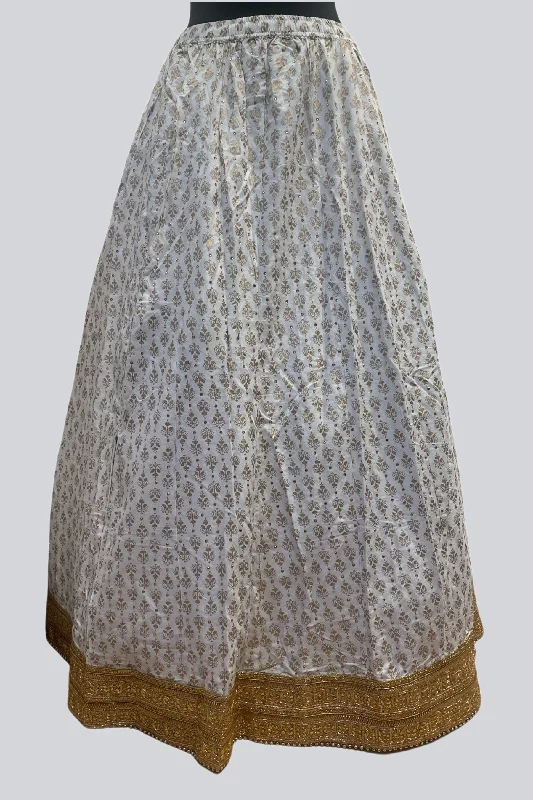 Exquisite Stone Work A-Line Skirt - Elegance in White denim skirt classic