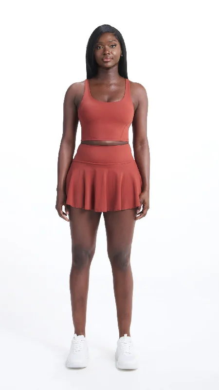 Fata Skirt Shorts - Rust zip skirt side