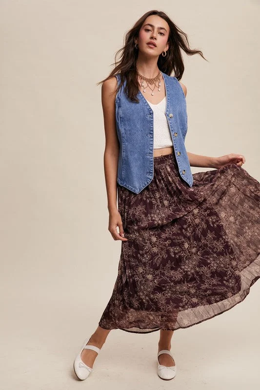 NEW COLOR | FLORAL PRINT PLEATED SKIRT boho skirt vibe