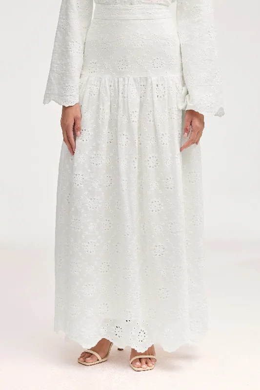 Halima White Eyelet Maxi Skirt tulle skirt dreamy