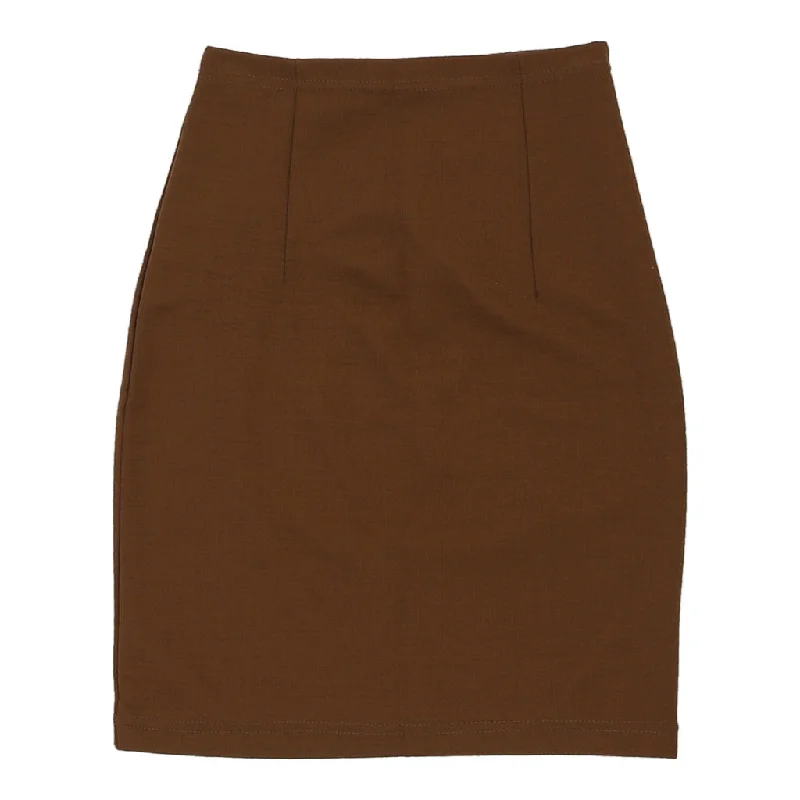 Line Exclusive Mini Mini Skirt - 22W UK 2 Brown Wool Blend silk skirt smooth