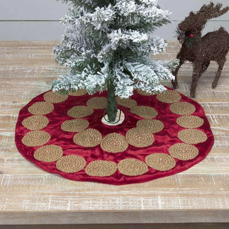 Memories Red Mini Christmas Tree Skirt 21 VHC Brands velvet skirt plush