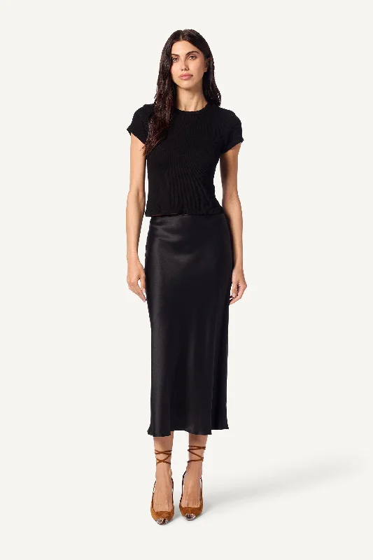 MIRANDA SILK SKIRT | BLACK seamless skirt comfort