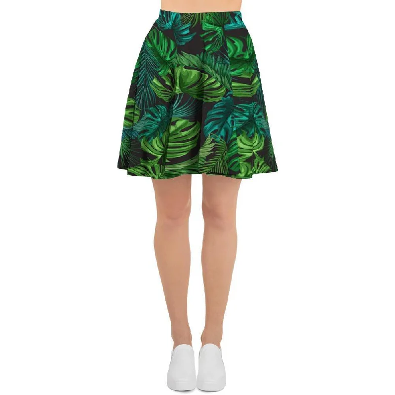 Palm Leaf Tropical Print Women's Skirt denim skirt casual