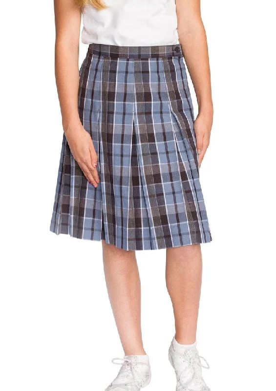 Plaid Box Pleat Skirt denim skirt classic