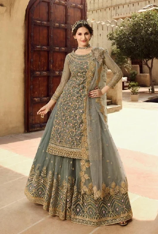 Salwar Kameez With Skirt.Beautiful Designer Party Wear in Pastel Green corduroy skirt durable