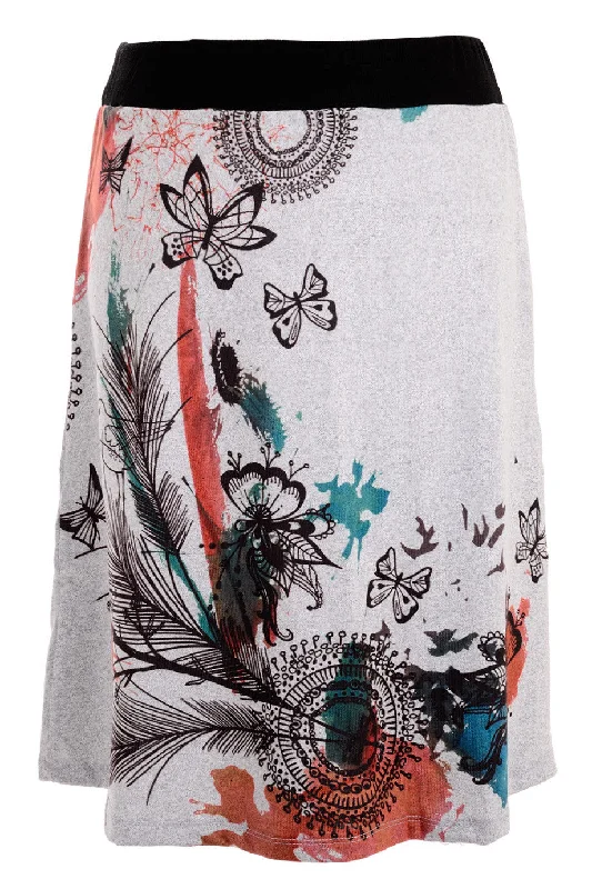 ETELA Grey Printed Skirt wool skirt thick