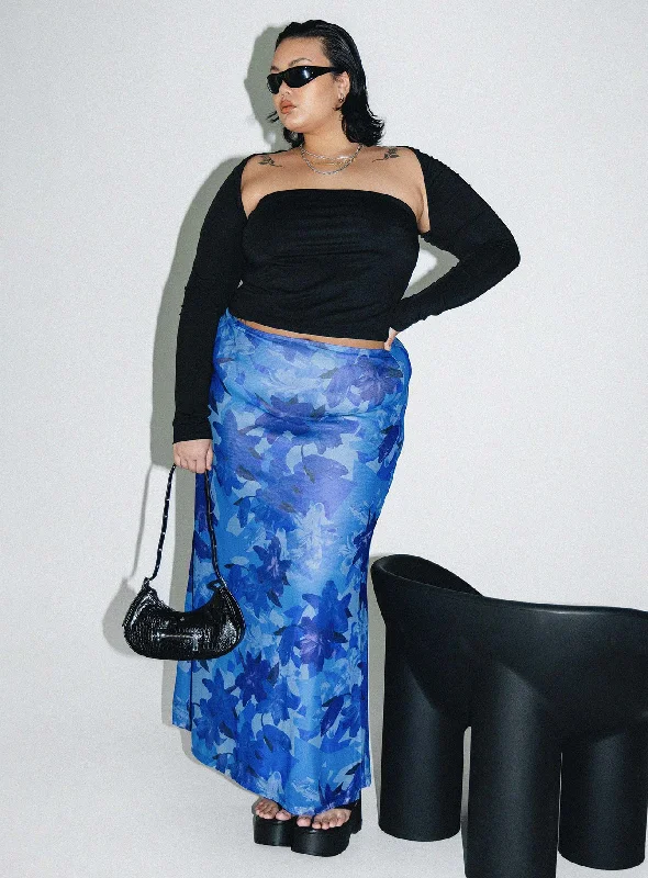 Starry Midi Skirt Blue Curve cashmere skirt soft