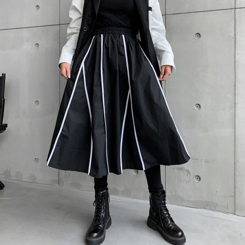 Striped Irregular High Waist Skirt wool skirt sturdy