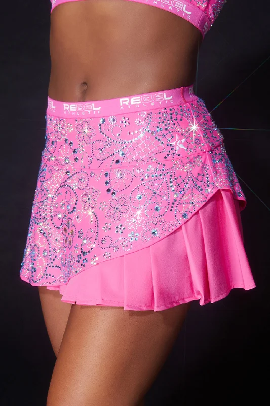 Sugar Plum Crystal Couture Skirt in Electric Pink athletic skirt fit