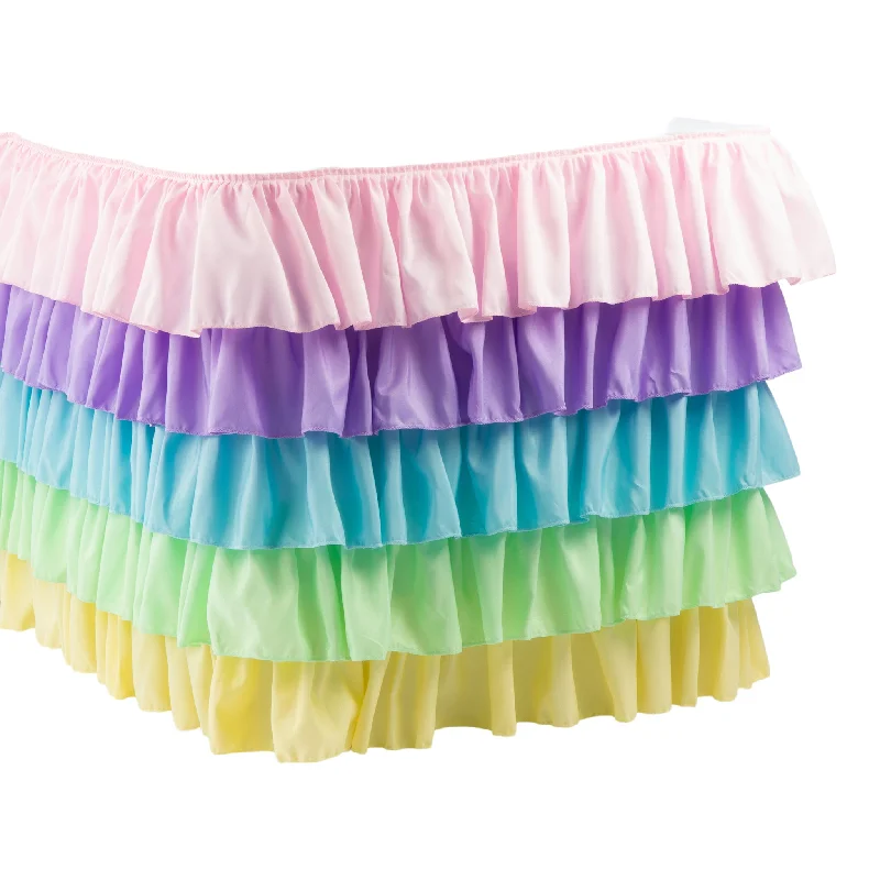 Ruffled 5 Tier Pastel Rainbow Table Skirt 17ft Polyester cashmere skirt soft