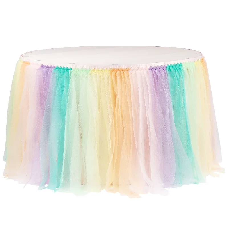 Tulle Tutu 14ft Table Skirt - Pastel Rainbow denim skirt classic