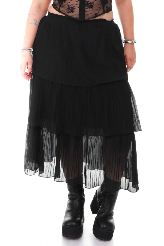 Vintage Y2K Black Tiered Pleated Skirt - M/L/XL corduroy skirt durable