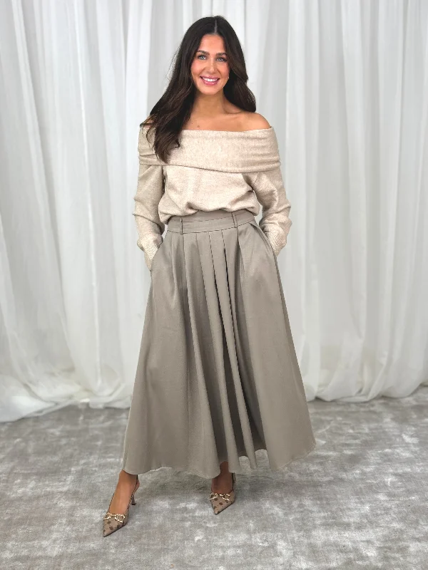 Willow Maxi Skirt In Taupe linen skirt natural