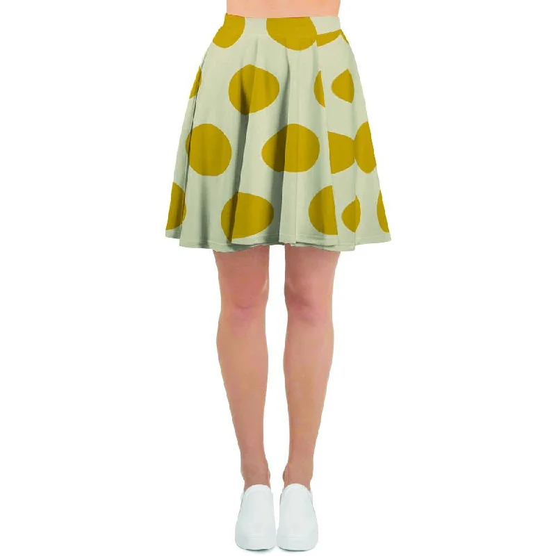 Yellow White Polka Dot Women's Skirt wool skirt warm