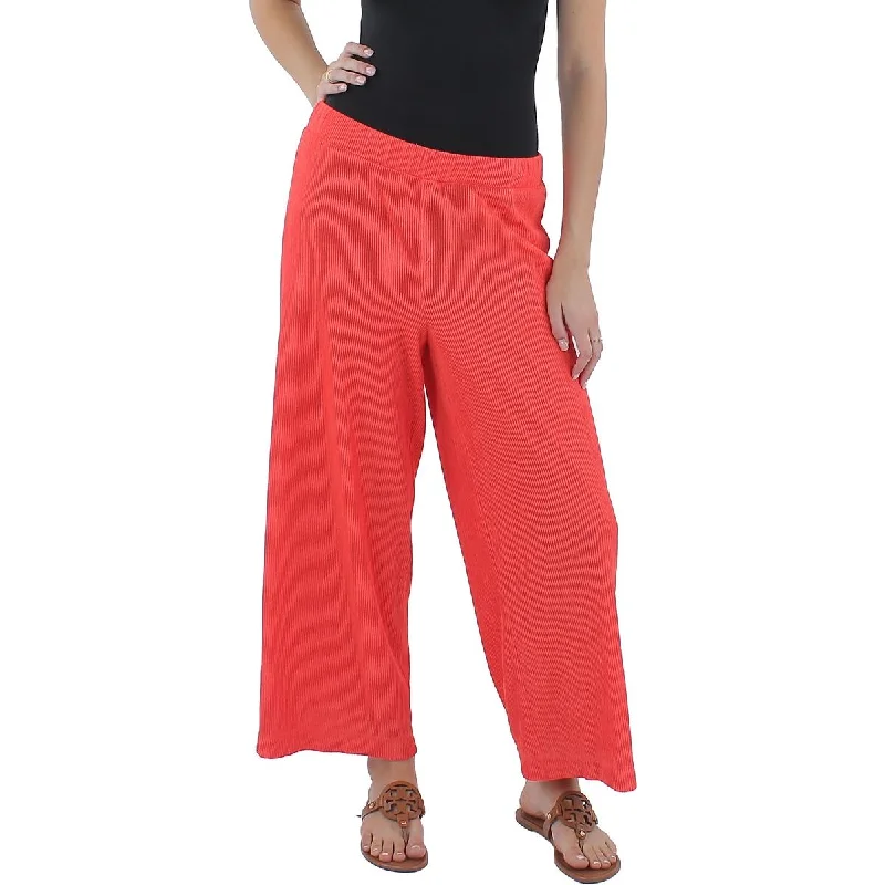 Anne Klein Womens Crinkled Crop Wide Leg Pants Trendy Wide-Legged Trousers