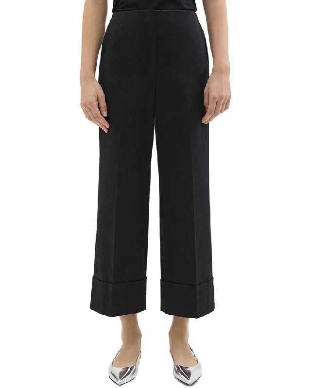 Theory High-Waist Cuffed Pant Soft Wool Pants