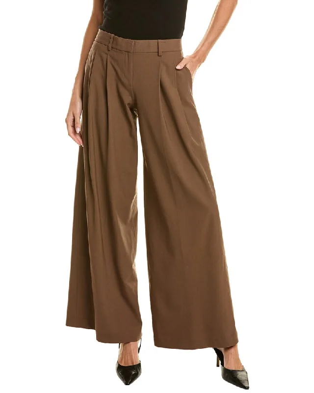 Theory Pleated Low-Rise Wool-Blend Pant Elegant Dress Pants