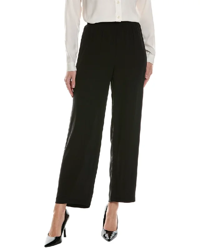 Eileen Fisher Straight Ankle Silk Pant Lightweight Linen Pants