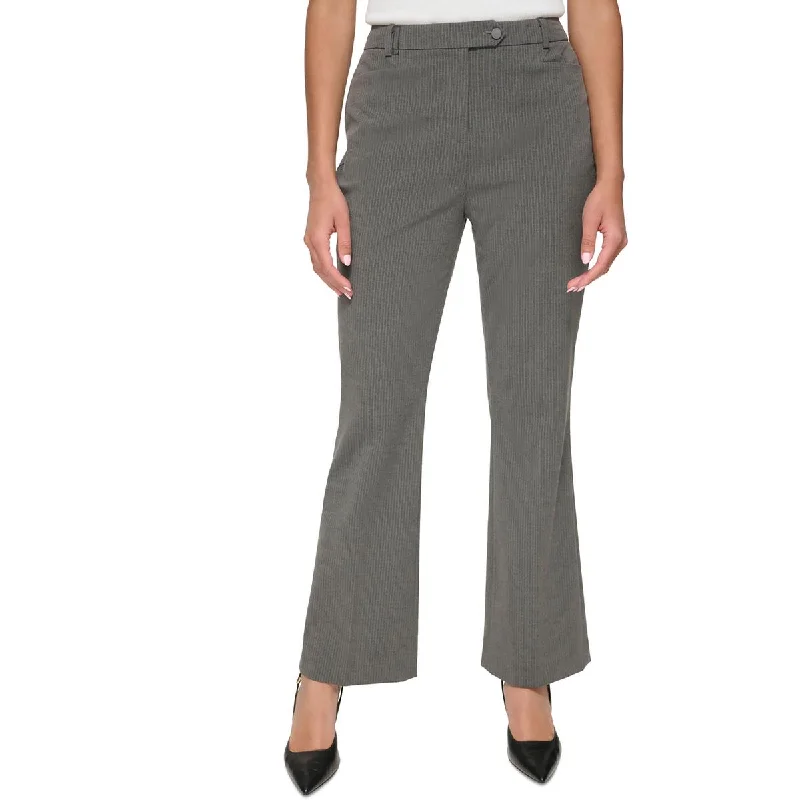 Calvin Klein Womens High Rise Pinstripe Wide Leg Pants Comfortable Jogging Pants