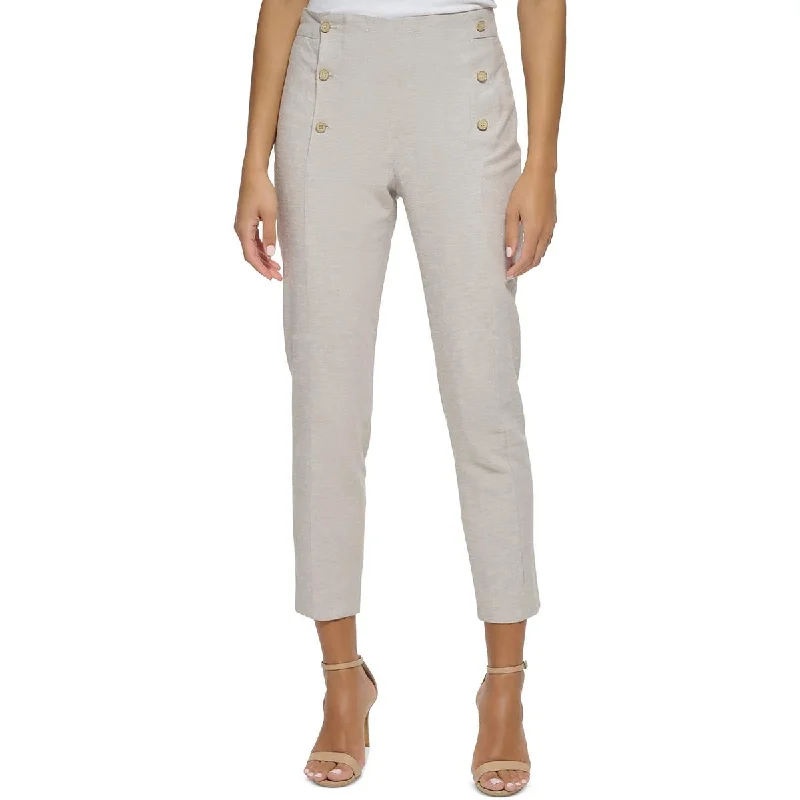 Donna Karan Womens High Rise Embellished Ankle Pants Classic Straight Pants