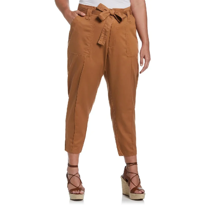 Ella Womens Plus Twill High Rise Cargo Pants High-Waist Yoga Pants