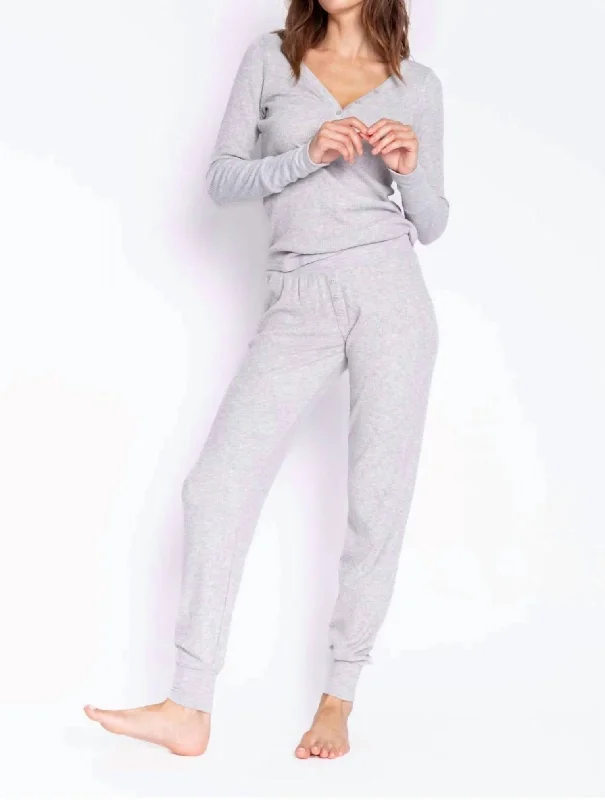 Jam Pant Text Essen In Heather Grey Trendy Wide-Leg Pants