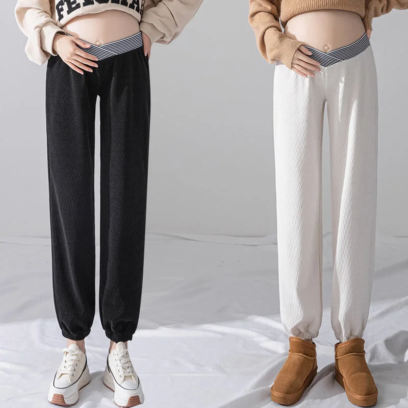 NiDELL Maternity Pants . New Maternity Wide Leg Pants Autumn and Winter Pants Outer Wear Low Waist Casual Loose Bloomers Winter Fashionable Button-Up Pants