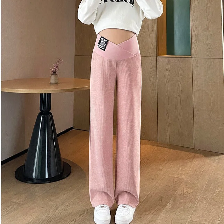 NiDELL Maternity Pants Spring and Autumn Outer Wear New Low Waist Straight Wide Leg Pants Autumn Fashion . Maternity Clothes Autumn Clothes Pants Trendy Wide-Legged Trousers