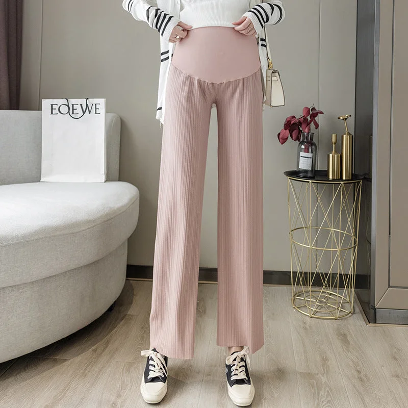 NiDELL Maternity Pants . Spring and Autumn Outerwear Wide Leg Pants Loose Drooping Mop Pants Spring Thin Ice Silk Bottoming Pants Classic Pleated Pants