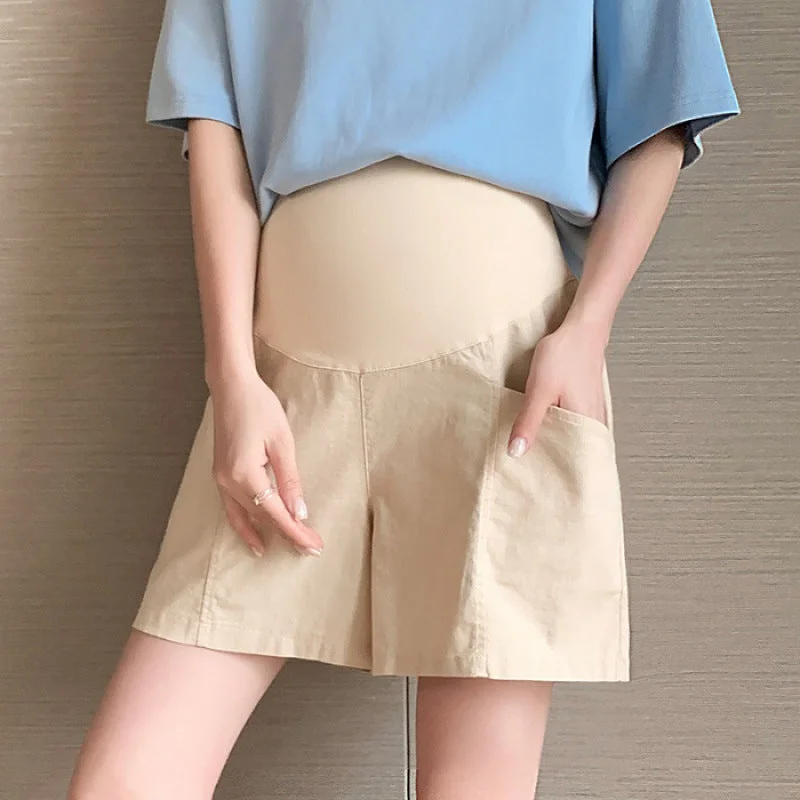 NiDELL: Pregnant Women’s Elegant Wide Leg Short pants for Summer Slim-Fit Khaki Pants