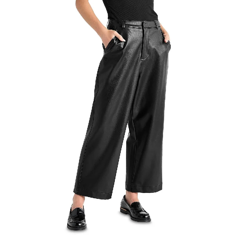 Splendid Womens Faux Leather Vegan Ankle Pants Trendy Work Pants