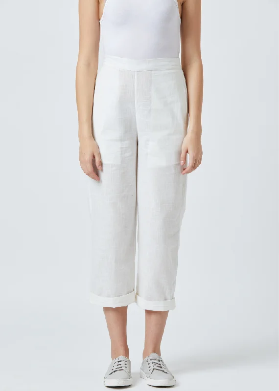 Tapered White pants Relaxed Linen Pants