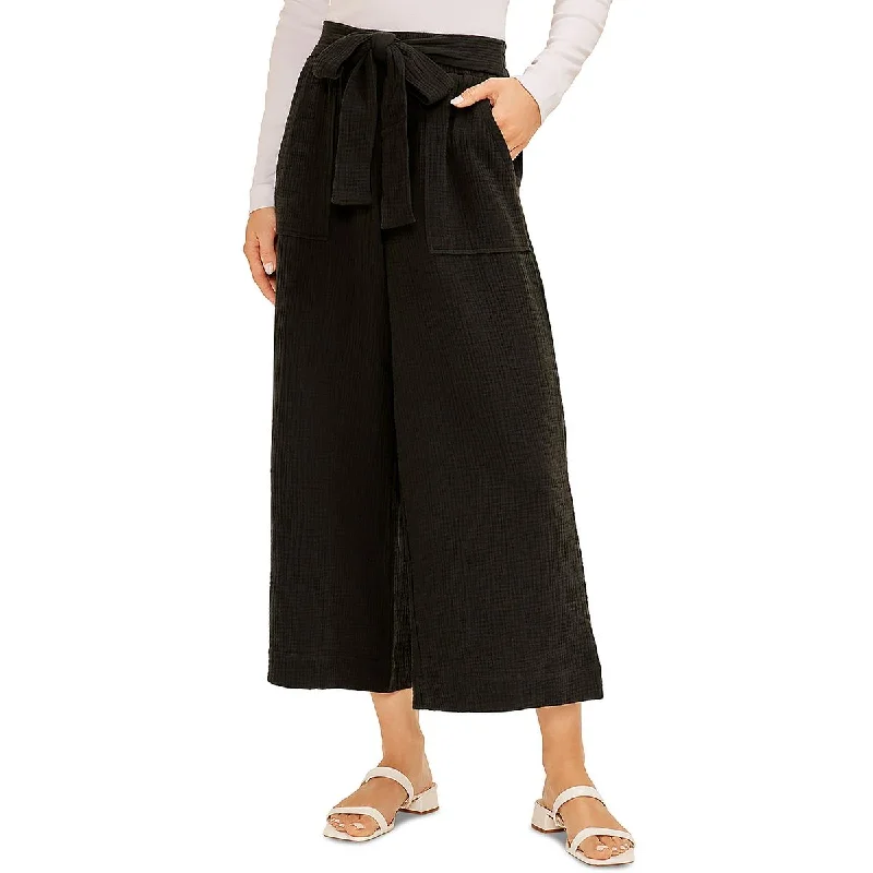 Three Dots Womens Cotton Cropped Wide Leg Pants Comfortable Denim Pants