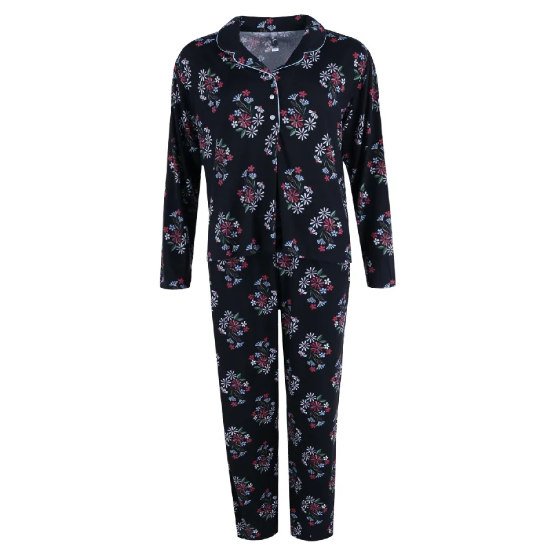 Women's Floral Notch PJ Pant Set Fashionable Jogger Pants